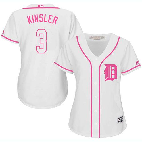 Tigers #3 Ian Kinsler White Pink Fashion Women's Stitched MLB Jersey Tigers #3 Ian Kinsler White Pink Fashion Women's Stitched MLB Jersey