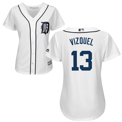 Tigers #13 Omar Vizquel White Home Women's Stitched MLB Jersey Tigers #13 Omar Vizquel White Home Women's Stitched MLB Jersey