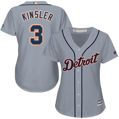 Tigers #3 Ian Kinsler Grey Road Women's Stitched MLB Jersey Tigers #3 Ian Kinsler Grey Road Women's Stitched MLB Jersey