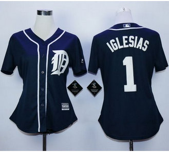 Women Detroit Tigers #1 Jose Iglesias Navy Blue Fashion Stitched MLB Jersey Women Detroit Tigers #1 Jose Iglesias Navy Blue Fashion Stitched MLB Jersey