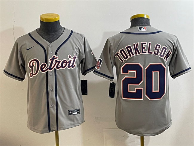 Youth Detroit Tigers #20 Spencer Torkelson Grey Cool Base Stitched Baseball Jersey Youth Detroit Tigers #20 Spencer Torkelson Grey Cool Base Stitched Baseball Jersey