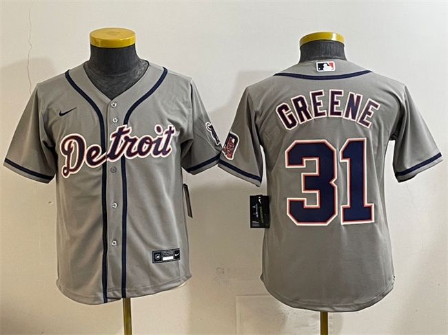 Youth Detroit Tigers #31 Riley Greene Grey Cool Base Stitched Baseball Jersey Youth Detroit Tigers #31 Riley Greene Grey Cool Base Stitched Baseball Jersey