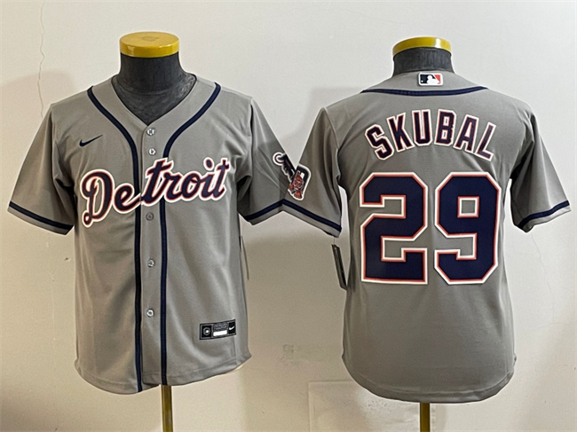 Youth Detroit Tigers #29 Tarik Skubal Grey Cool Base Stitched Baseball Jersey Youth Detroit Tigers #29 Tarik Skubal Grey Cool Base Stitched Baseball Jersey