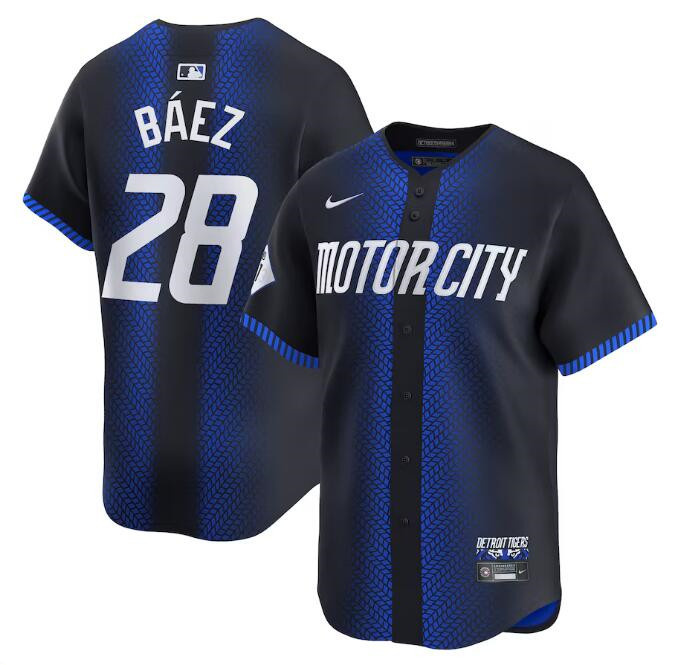 Youth Detroit Tigers #28 Javier Báez 2024 Navy City Connect Cool Base Limited Stitched Baseball Jersey Youth Detroit Tigers #28 Javier Báez 2024 Navy City Connect Cool Base Limited Stitched Baseball Jersey