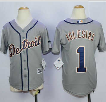 Youth Detroit Tigers #1 Jose Iglesias Grey Cool Base Stitched MLB Jersey Youth Detroit Tigers #1 Jose Iglesias Grey Cool Base Stitched MLB Jersey