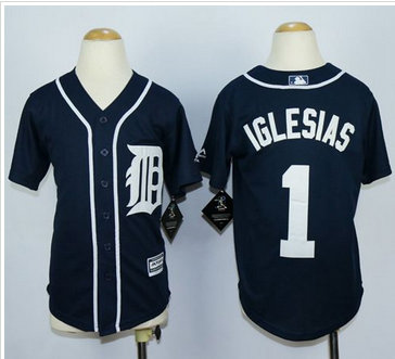 Youth Tigers #1 Jose Iglesias Navy Blue Cool Base Stitched MLB Jersey Youth Tigers #1 Jose Iglesias Navy Blue Cool Base Stitched MLB Jersey