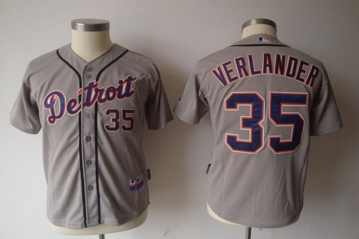 Youth MLB Detroit Tigers 35 Verlander Grey Jerseys Youth MLB Detroit Tigers 35 Verlander Grey Jerseys