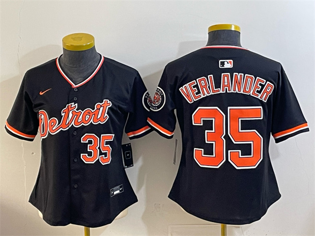 Youth Detroit Tigers #35 Justin Verlander Black 2026 Alternate Vapor Premier Limited Stitched Baseball Jersey Youth Detroit Tigers #35 Justin Verlander Black 2026 Alternate Vapor Premier Limited Stitched Baseball Jersey