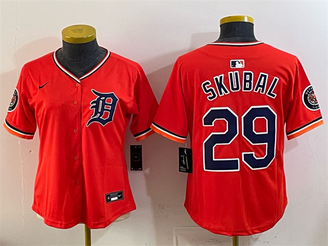 Youth Detroit Tigers #29 Tarik Skubal Orange 2026 Alternate Vapor Premier Limited Stitched Baseball Jersey Youth Detroit Tigers #29 Tarik Skubal Orange 2026 Alternate Vapor Premier Limited Stitched Baseball Jersey