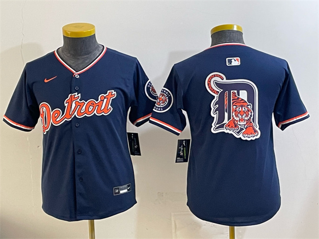 Youth Detroit Tigers Team Big Logo Navy 2026 Alternate Vapor Premier Limited Stitched Baseball Jersey Youth Detroit Tigers Team Big Logo Navy 2026 Alternate Vapor Premier Limited Stitched Baseball Jersey