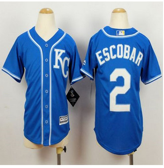 Youth Kansas City Royals #2 Alcides Escobar Blue Alternate 2 Cool Base Stitched Baseball Jersey Youth Kansas City Royals #2 Alcides Escobar Blue Alternate 2 Cool Base Stitched Baseball Jersey