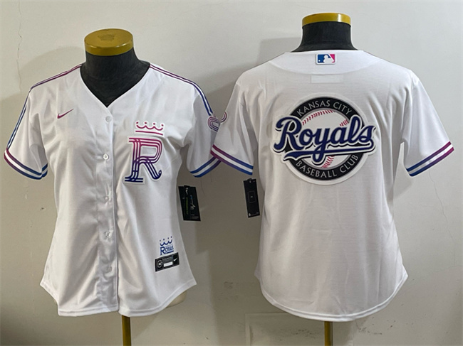 Youth Kansas City Royals Team Big Logo White 2026 City Connect Stadium Stitched Baseball JerseyS