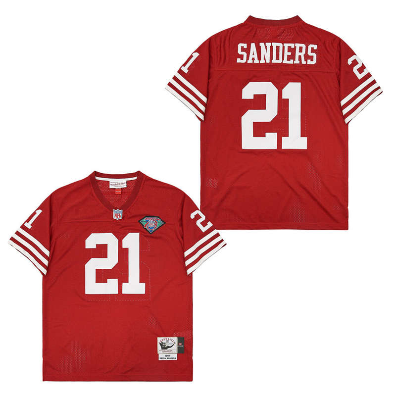 Mitchell And Ness 49ers #21 Deion Sanders Men's Throwback Stitched NFL Jersey 5 Mitchell And Ness 49ers #21 Deion Sanders Men's Throwback Stitched NFL Jersey 5
