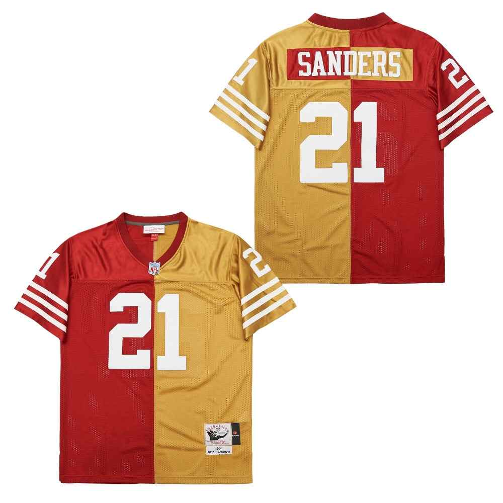 Mitchell And Ness 49ers #21 Deion Sanders Men's Throwback Stitched NFL Jersey 3 Mitchell And Ness 49ers #21 Deion Sanders Men's Throwback Stitched NFL Jersey 3