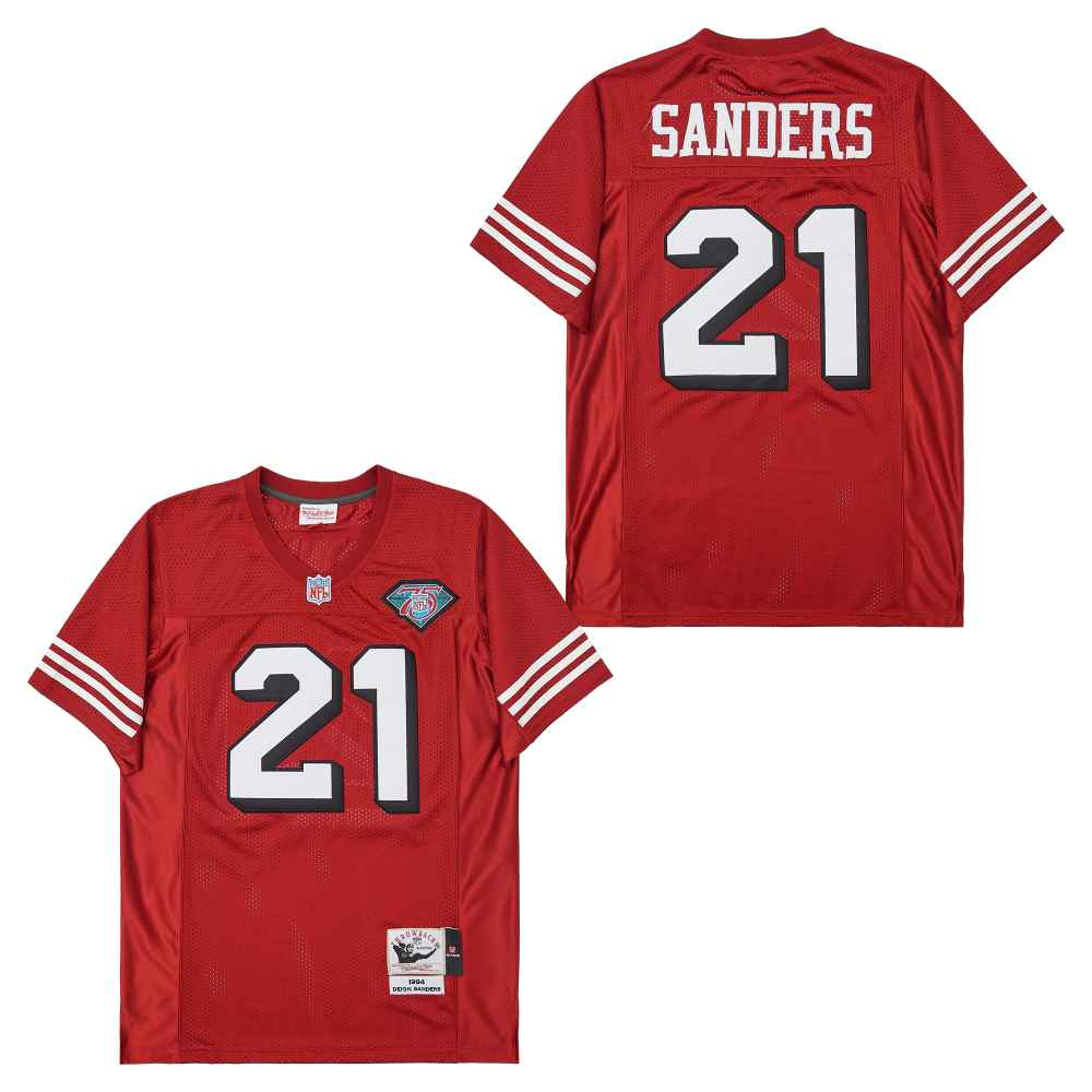Mitchell And Ness 49ers #21 Deion Sanders Men's Throwback Stitched NFL Jersey 2 Mitchell And Ness 49ers #21 Deion Sanders Men's Throwback Stitched NFL Jersey 2