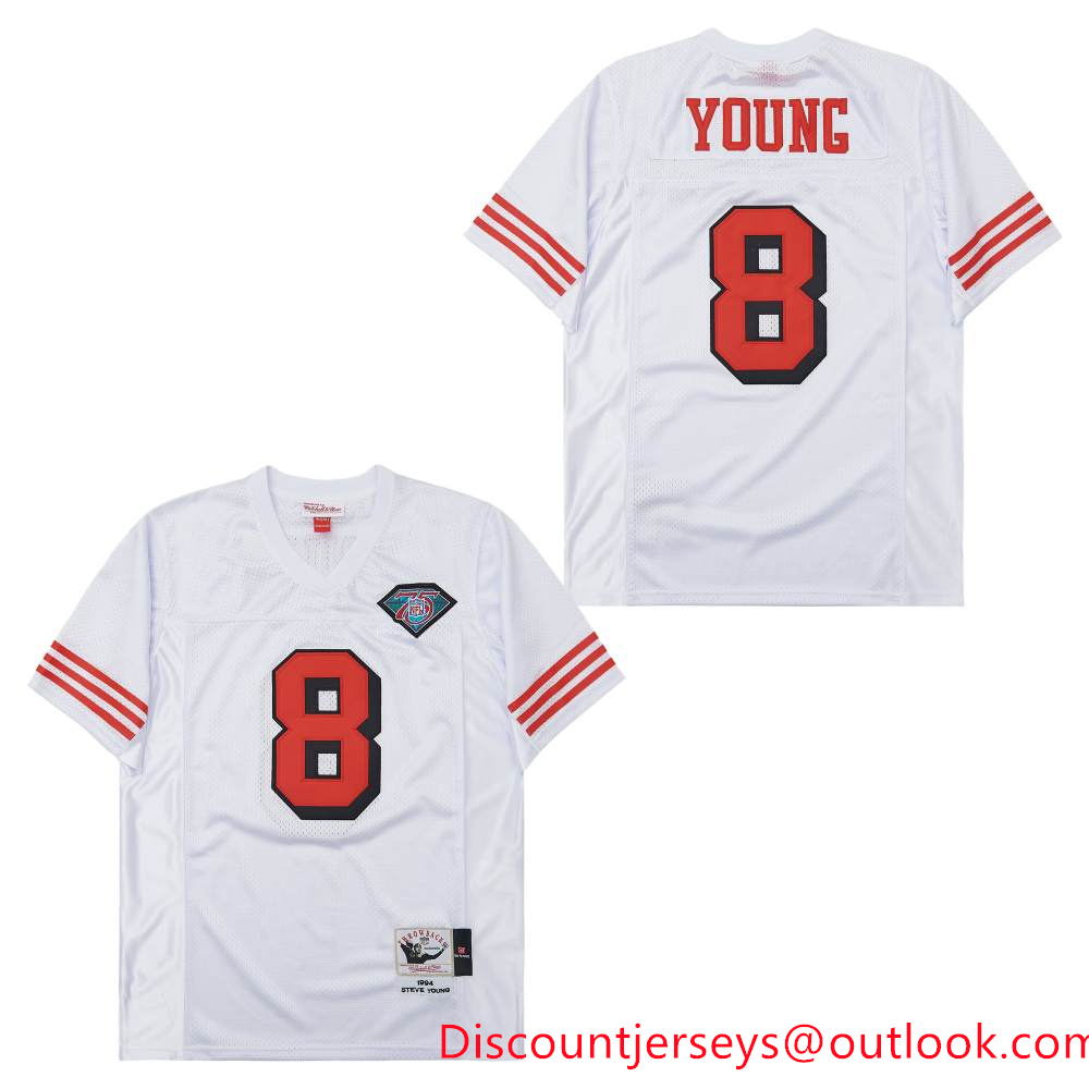 Mitchell And Ness 49ers #8 Steve Young Men's Throwback Stitched NFL Jersey