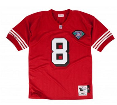 Nike 49ers #8 Steve Young Red 1994 Authentic 75th Anniversary Patch Men's Stitched NFL Throwback Jersey