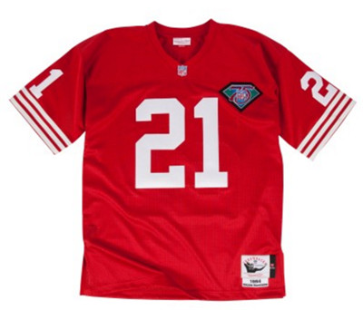 Nike 49ers #21 Deion Sanders Red Men's Stitched 1994 Authentic NFL Throwback Jersey