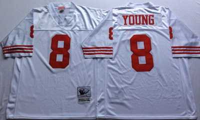 49ers 8 Steve Young White Throwback Jersey
