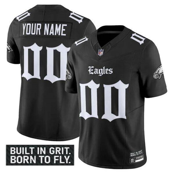 Men's Philadelphia Eagles Active Player Custom Black 2025 F.U.S.E. 'Gothic Philly Edition' Vapor Limited Stitched Football Jersey Men's Philadelphia Eagles Active Player Custom Black 2025 F.U.S.E. 'Gothic Philly Edition' Vapor Limited Stitched Football Jersey