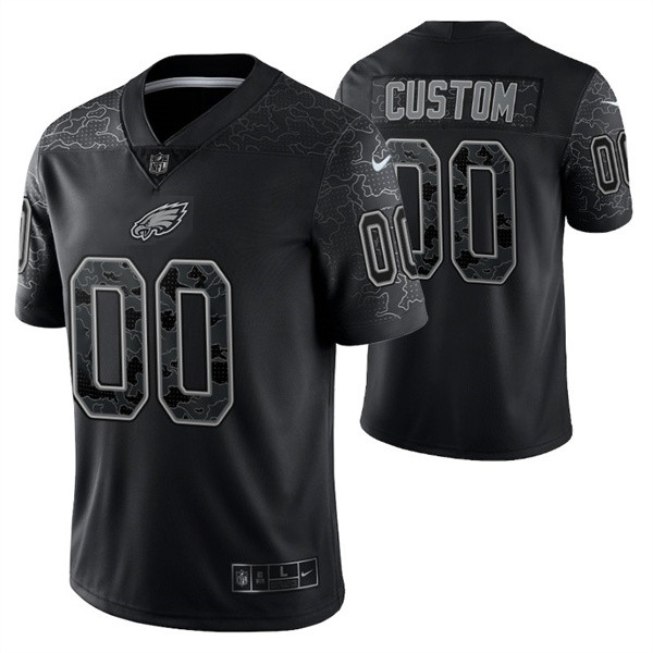 Men's Philadelphia Eagles Active Player Custom Black Reflective Limited Stitched Jersey Men's Philadelphia Eagles Active Player Custom Black Reflective Limited Stitched Jersey