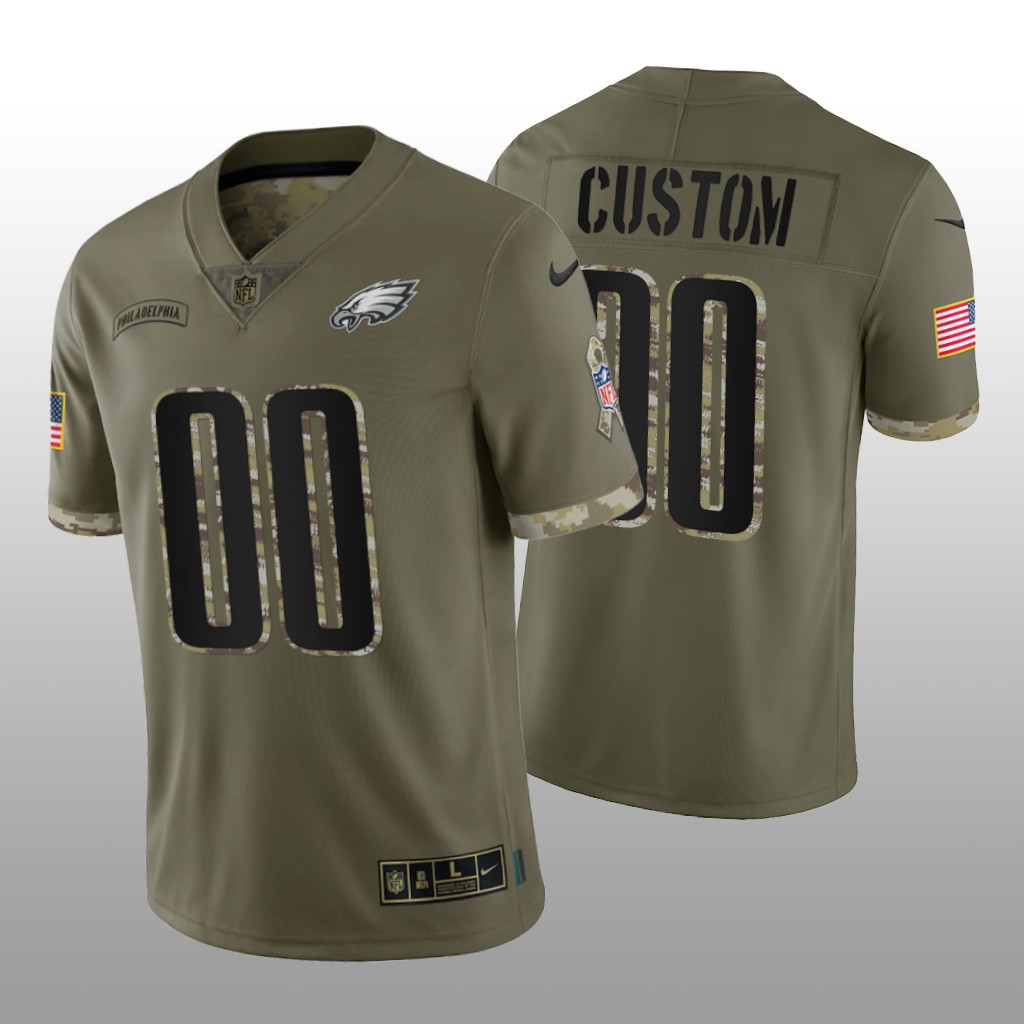 Men's Philadelphia Eagles ACTIVE PLAYER Custom Olive 2022 Salute To Service Limited Stitched Jersey Men's Philadelphia Eagles ACTIVE PLAYER Custom Olive 2022 Salute To Service Limited Stitched Jersey