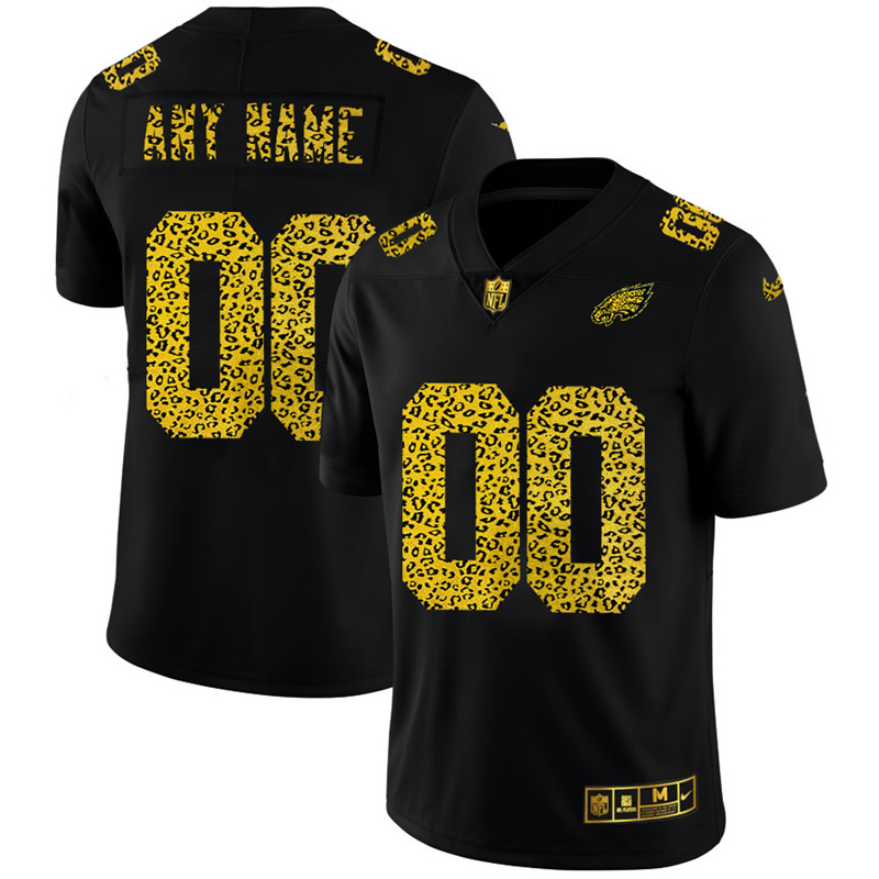 Philadelphia Eagles Custom Men's Nike Leopard Print Fashion Vapor Limited NFL Jersey Black Philadelphia Eagles Custom Men's Nike Leopard Print Fashion Vapor Limited NFL Jersey Black