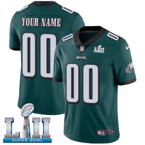 Nike NFL Philadelphia Eagles Vapor Untouchable Customized Super Bowl LII Limited Midnight Green Home Men's Jersey Nike NFL Philadelphia Eagles Vapor Untouchable Customized Super Bowl LII Limited Midnight Green Home Men's Jersey