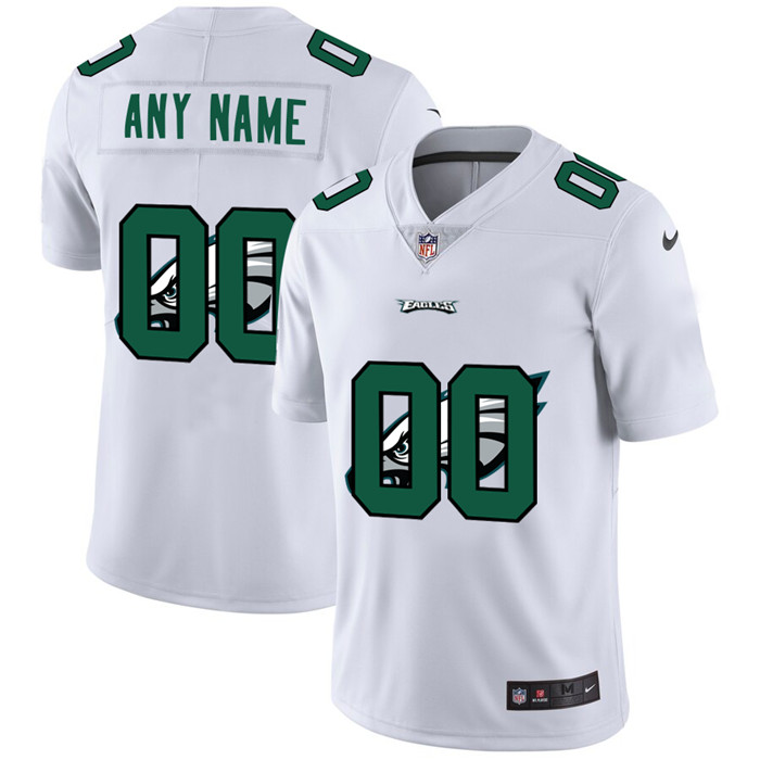 Philadelphia Eagles Custom White Men's Nike Team Logo Dual Overlap Limited NFL Jersey Philadelphia Eagles Custom White Men's Nike Team Logo Dual Overlap Limited NFL Jersey