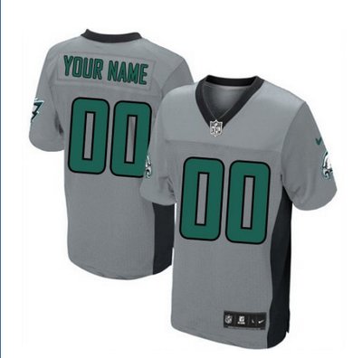 Men's Nike Philadelphia Eagles Customized Elite Grey Shadow NFL Jersey