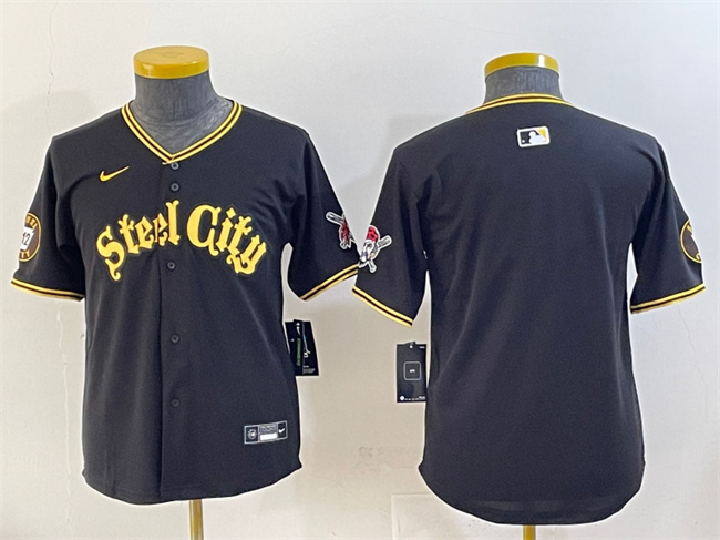 Youth Pittsburgh Pirates Blank Black 412 Patch Vapor Premier Limited Stitched Baseball Jersey Youth Pittsburgh Pirates Blank Black 412 Patch Vapor Premier Limited Stitched Baseball Jersey