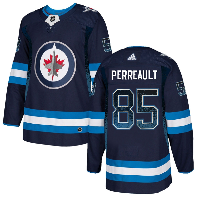 Winnipeg Jets 85 Mathieu Perreault Navy Drift Fashion Adidas Jersey
