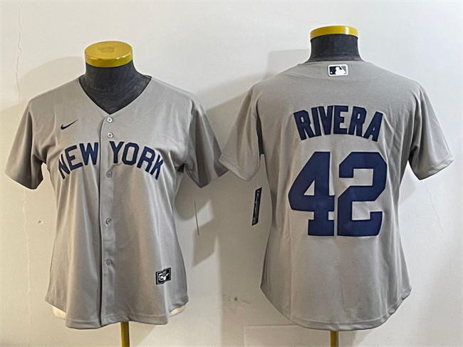 Women's New York Yankees #42 Mariano Rivera Grey Cool Base Stitched Baseball Jersey(Run Small) Women's New York Yankees #42 Mariano Rivera Grey Cool Base Stitched Baseball Jersey(Run Small)