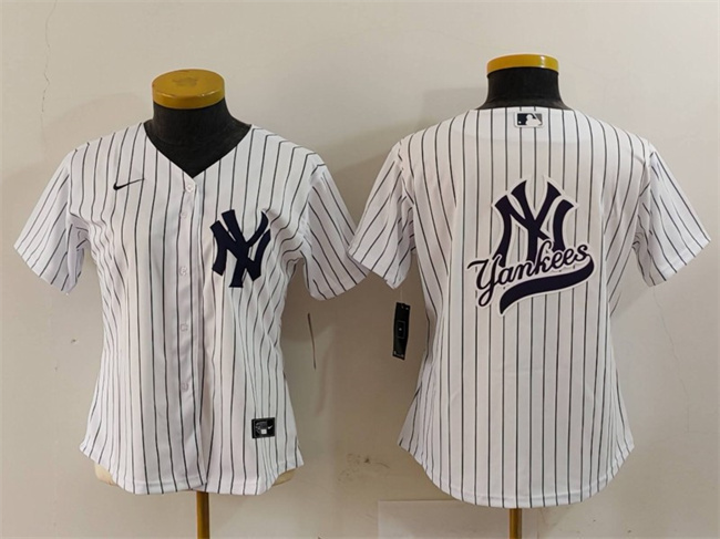 Women's New York Yankees White Team Big Logo Cool Base Stitched Jersey(Run Small) 2 Women's New York Yankees White Team Big Logo Cool Base Stitched Jersey(Run Small) 2