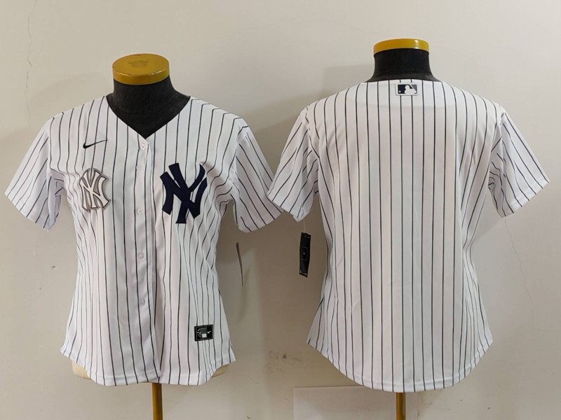 Women's New York Yankees White Team Big Logo Cool Base Stitched Jersey(Run Small) 18 Women's New York Yankees White Team Big Logo Cool Base Stitched Jersey(Run Small) 18