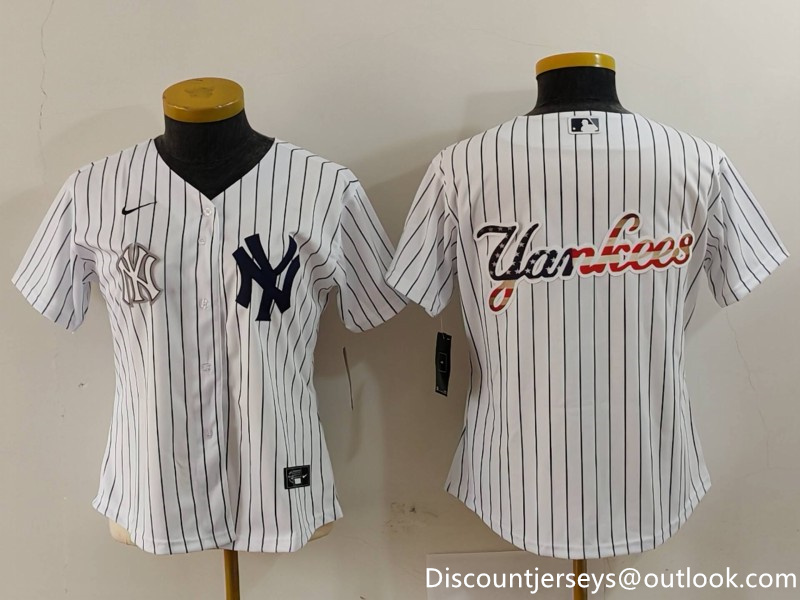Women's New York Yankees White Team Big Logo Cool Base Stitched Jersey(Run Small) 16 Women's New York Yankees White Team Big Logo Cool Base Stitched Jersey(Run Small) 16
