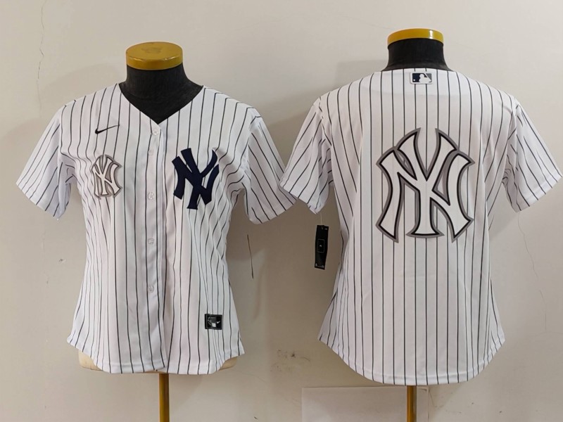 Women's New York Yankees White Team Big Logo Cool Base Stitched Jersey(Run Small) 14 Women's New York Yankees White Team Big Logo Cool Base Stitched Jersey(Run Small) 14