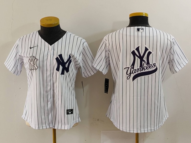 Women's New York Yankees White Team Big Logo Cool Base Stitched Jersey(Run Small) 13 Women's New York Yankees White Team Big Logo Cool Base Stitched Jersey(Run Small) 13