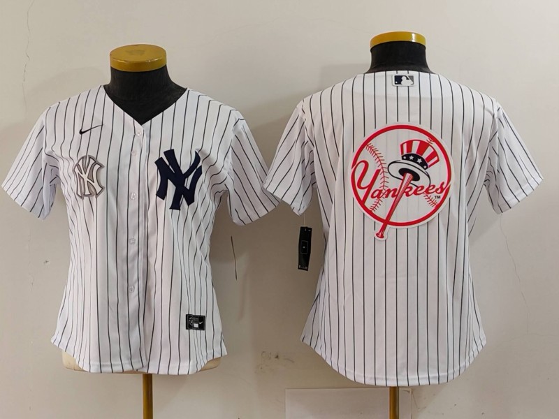 Women's New York Yankees White Team Big Logo Cool Base Stitched Jersey(Run Small) 11 Women's New York Yankees White Team Big Logo Cool Base Stitched Jersey(Run Small) 11