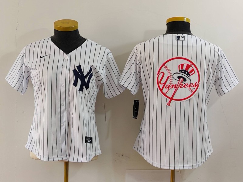 Women's New York Yankees White Team Big Logo Cool Base Stitched Jersey(Run Small) 8 Women's New York Yankees White Team Big Logo Cool Base Stitched Jersey(Run Small) 8