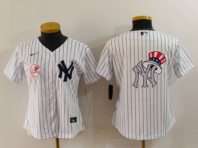 Women's New York Yankees White Team Big Logo Cool Base Stitched Jersey(Run Small) 7 Women's New York Yankees White Team Big Logo Cool Base Stitched Jersey(Run Small) 7