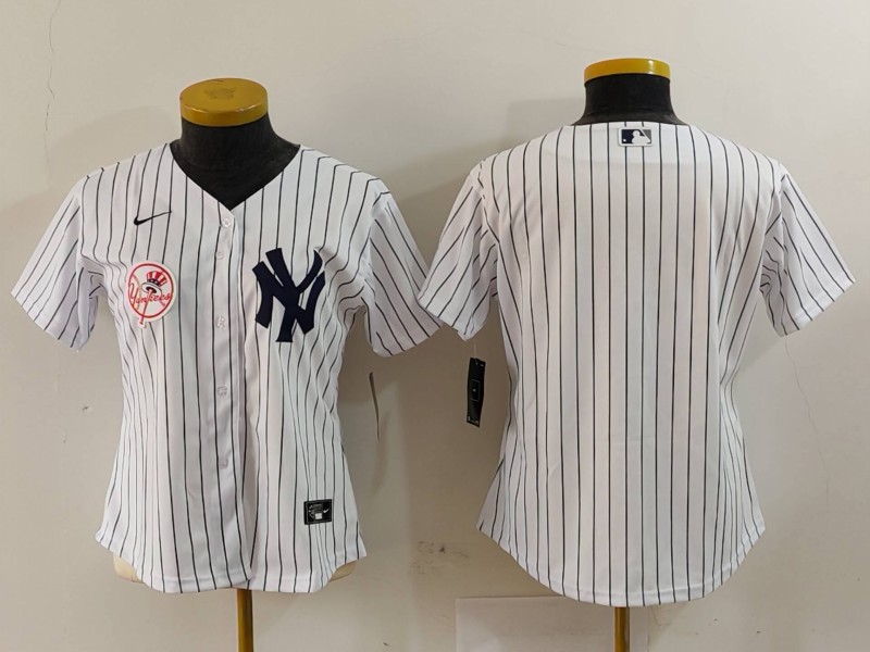Women's New York Yankees White Team Big Logo Cool Base Stitched Jersey(Run Small) 6 Women's New York Yankees White Team Big Logo Cool Base Stitched Jersey(Run Small) 6