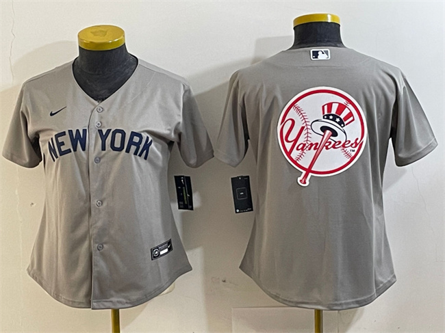 Women's New York Yankees Gray Team Big Logo Cool Base Stitched Jersey(Run Small) 3 Women's New York Yankees Gray Team Big Logo Cool Base Stitched Jersey(Run Small) 3