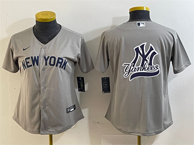 Women's New York Yankees Gray Team Big Logo Cool Base Stitched Jersey(Run Small) 1 Women's New York Yankees Gray Team Big Logo Cool Base Stitched Jersey(Run Small) 1