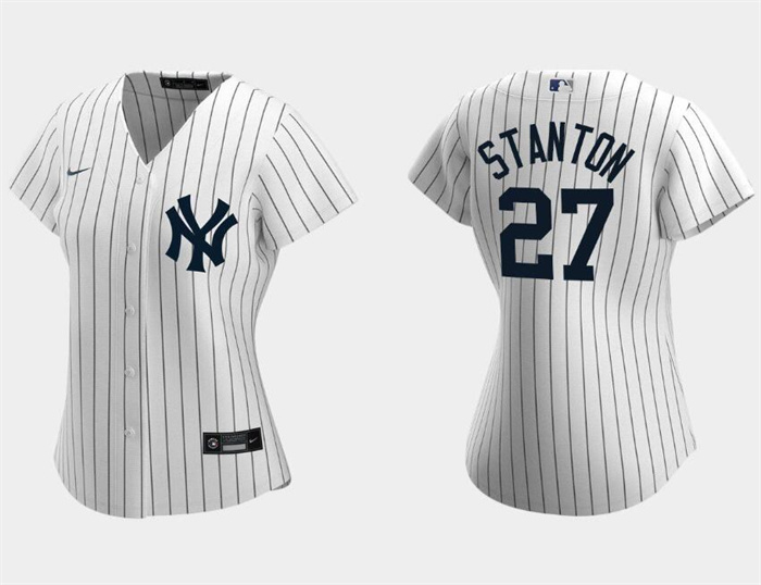 Women's New York Yankees #27 Giancarlo Stanton White Cool Base Stitched Jersey(Run Small) Women's New York Yankees #27 Giancarlo Stanton White Cool Base Stitched Jersey(Run Small)