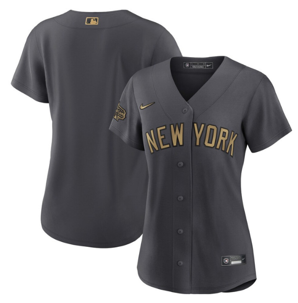 Women's New York Yankees Blank 2022 All-Star Charcoal Stitched Baseball Jersey(Run Small) Women's New York Yankees Blank 2022 All-Star Charcoal Stitched Baseball Jersey(Run Small)