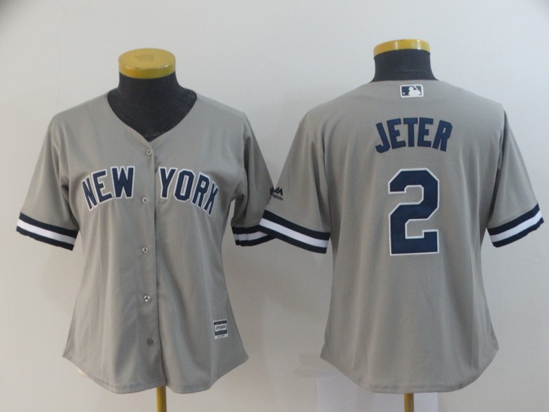 Women Yankees 2 Derek Jeter Gray Women Cool Base Jersey Women Yankees 2 Derek Jeter Gray Women Cool Base Jersey