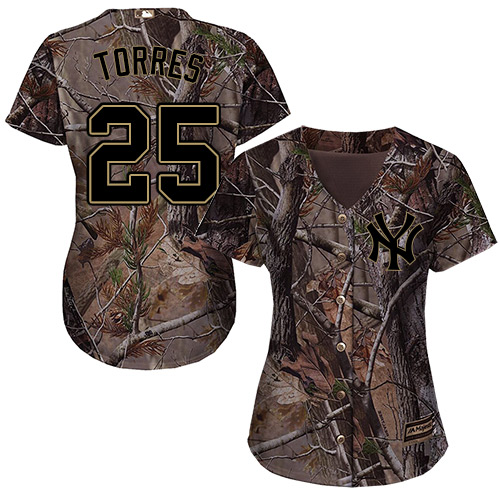 Yankees #25 Gleyber Torres Camo Realtree Collection Cool Base Women's Stitched Baseball Jersey Yankees #25 Gleyber Torres Camo Realtree Collection Cool Base Women's Stitched Baseball Jersey