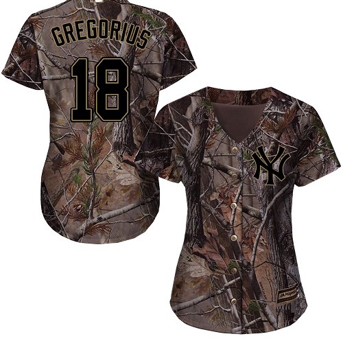 Yankees #18 Didi Gregorius Camo Realtree Collection Cool Base Women's Stitched Baseball Jersey Yankees #18 Didi Gregorius Camo Realtree Collection Cool Base Women's Stitched Baseball Jersey