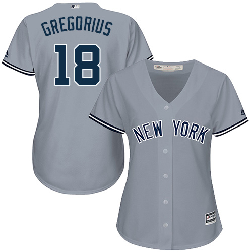 Yankees #18 Didi Gregorius Grey Road Women's Stitched MLB Jersey Yankees #18 Didi Gregorius Grey Road Women's Stitched MLB Jersey